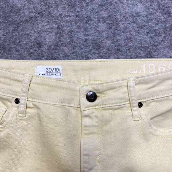 Gap 1969 Always Skinny Jeans Women's Size 30/10r Yellow Denim - Picture 7 of 12